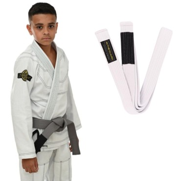 Kit In The Guard, Kimono  Infantil + Faixa BJJ com ponteira - Branco