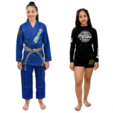 Kit Kimono In The Guard infantil, Ju Jitsu + Rash Guard Infantil - Azul