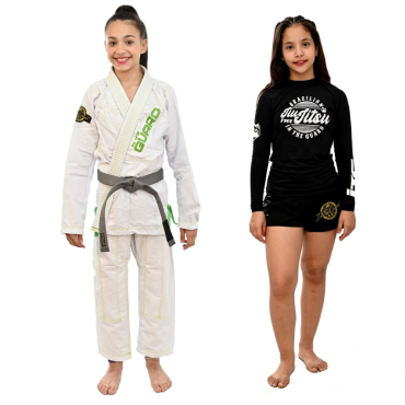 Kit Kimono In The Guard infantil, Ju Jitsu + Rash Guard Infantil - Branco