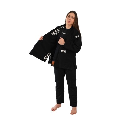 Kimono In The Guard, Kimono de Jiu Jitsu Feminino, Xadrez Pró- Preto