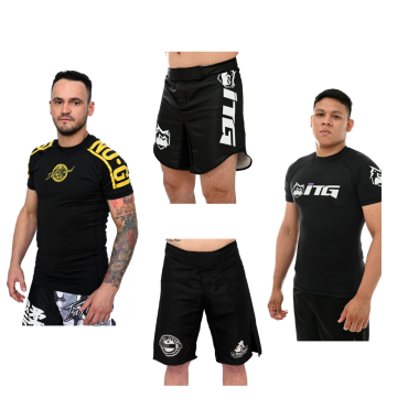 Kit Duas Rash Guards e Duas Bermudas Sports - PRETA