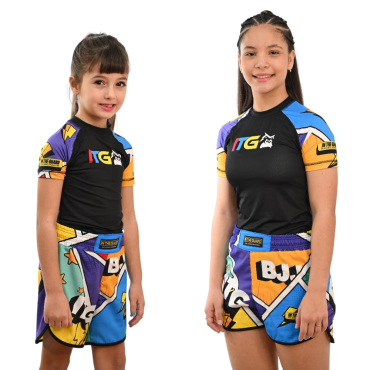 Camiseta Térmica Infantil  Colors Preta - Feminina