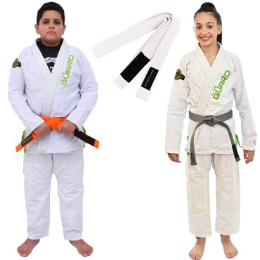 Kimono Jiu Jitsu, Infantil Unissex, Faixa com ponteira - Branco